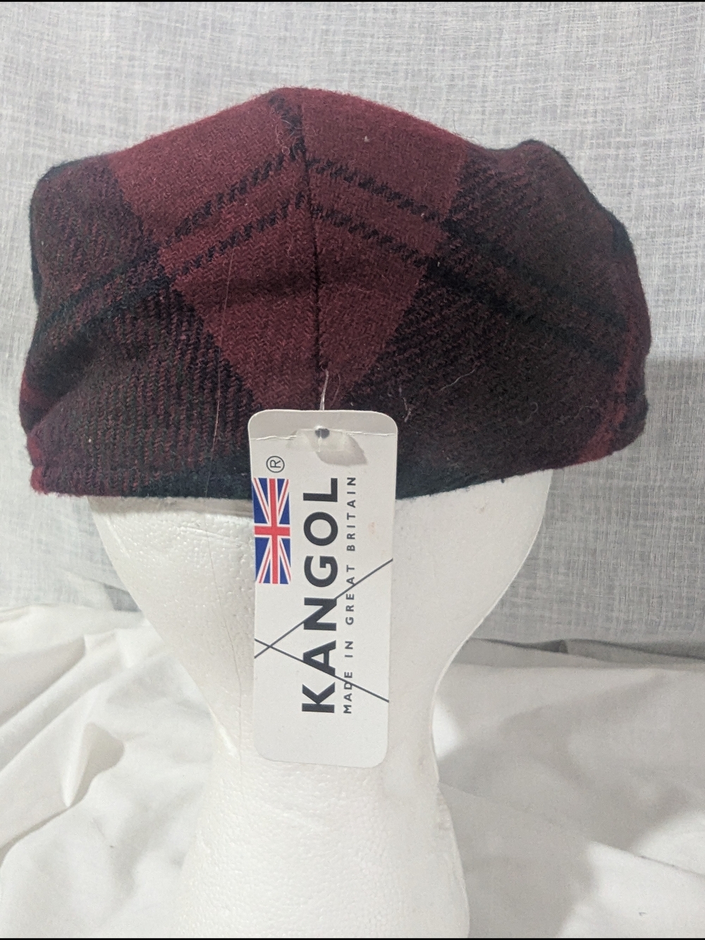 Kangol Men's Burgundy Plaid Flat Cap